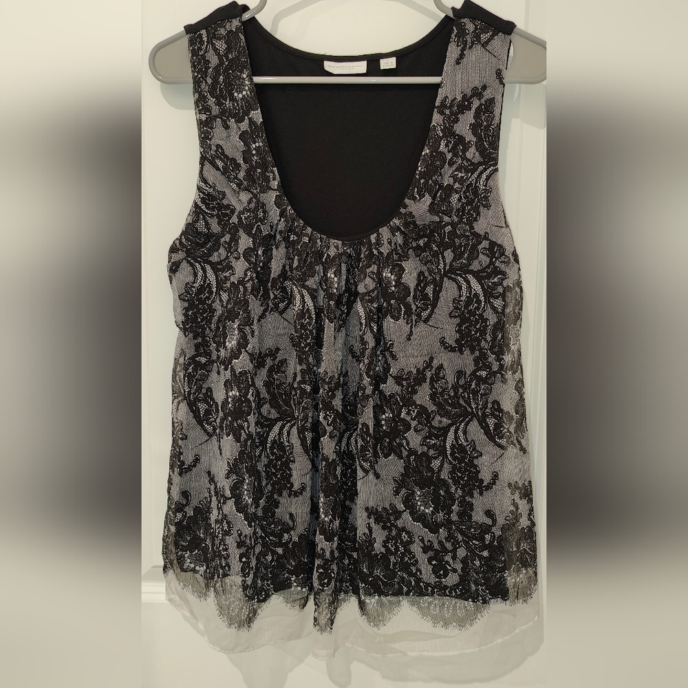 New York & Company Stretch Black Dressy Tank Top L